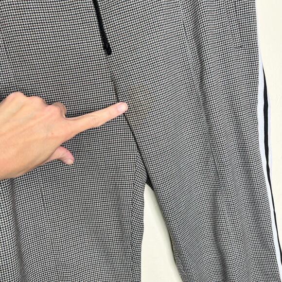 Rebecca Minkoff Nora Pants Small Houndstooth Black Pull On Straight Side Stripe - Picture 11 of 12